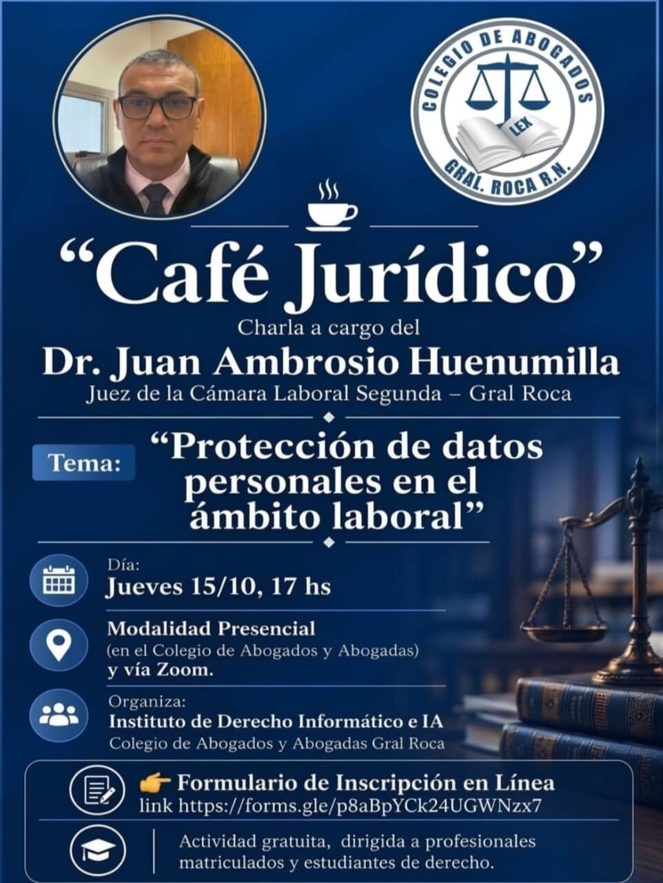 Café Jurídico - Charla a cargo del Dr. Juan Ambrosio Huenumilla